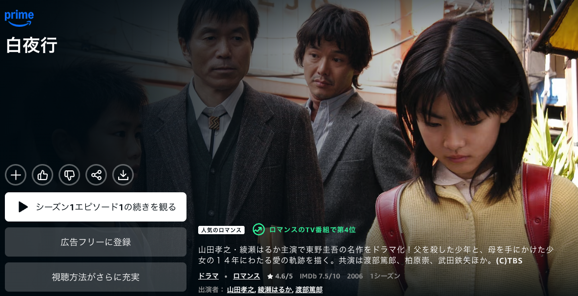 【ドラマ評】白夜行はけっこう好き 〜山田孝之・綾瀬はるかのやつ〜